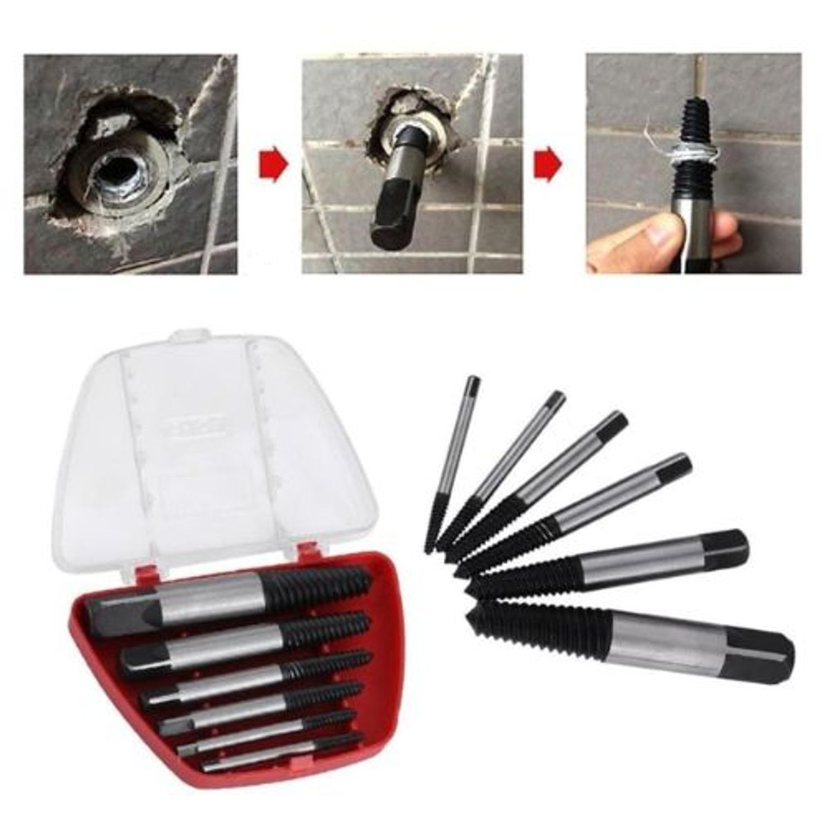 GENERICO - Juego Set Brocas Extractor De Tornillos Colas Chancho 6pcs.
