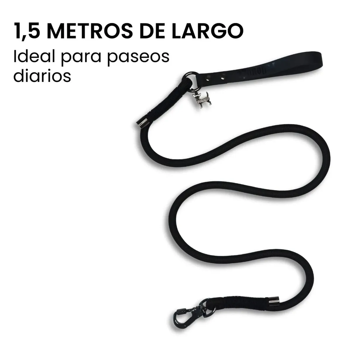 PETLOUNGE - Correa De Paseo Petlounge Easy Glam Mascotas Perros 1.5m - Negro