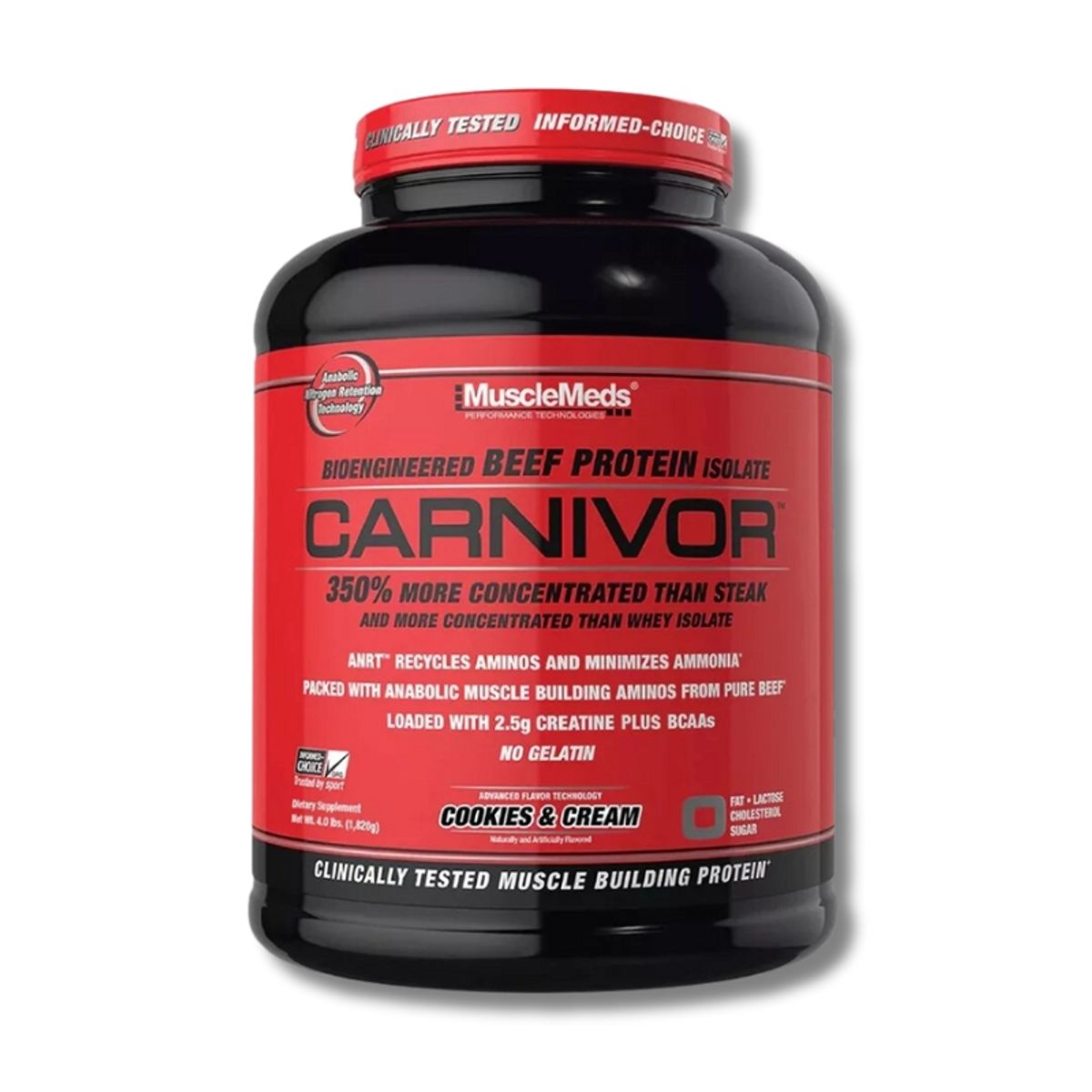 MUSCLEMEDS - CARNIVOR Beef Protein – 4.2 lbs / 56 servicios COOKIES AND CREEMS