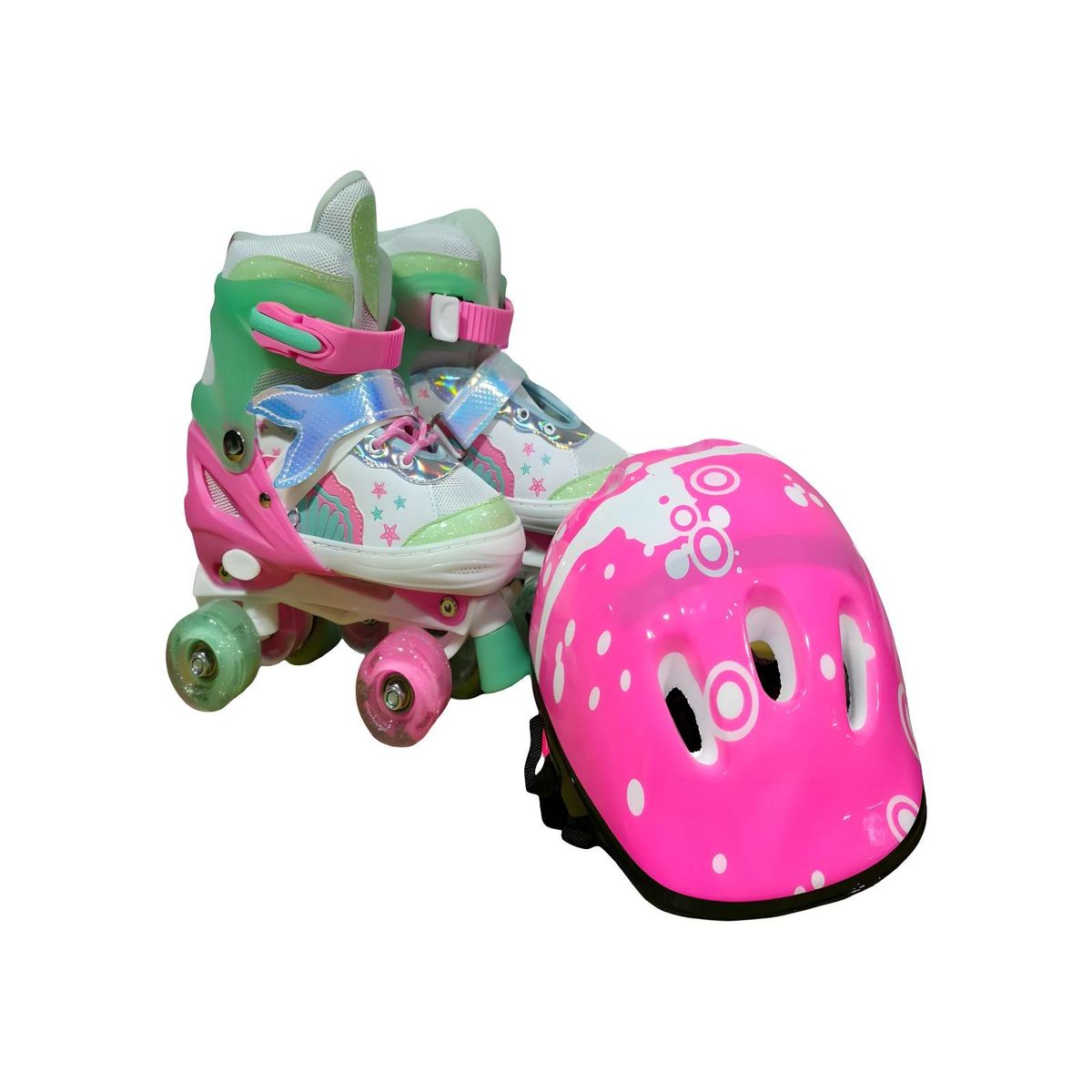 GENERICO - PATIN CON LUCES 4 RUEDAS Y KIT TALLA M 35-38 MULTICOLOR3