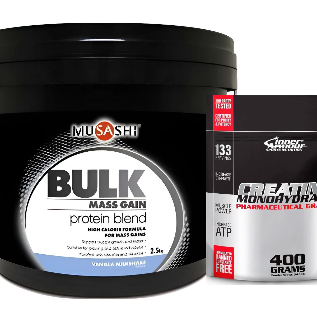 MUSASHI - Proteina Bulk Mass Gain Whey 5 Lbs + Inner Armour Creatina