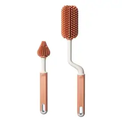 GENERICO - Cepillo Limpia Mamadera Botellas Y Vasos - Silicona Naranja