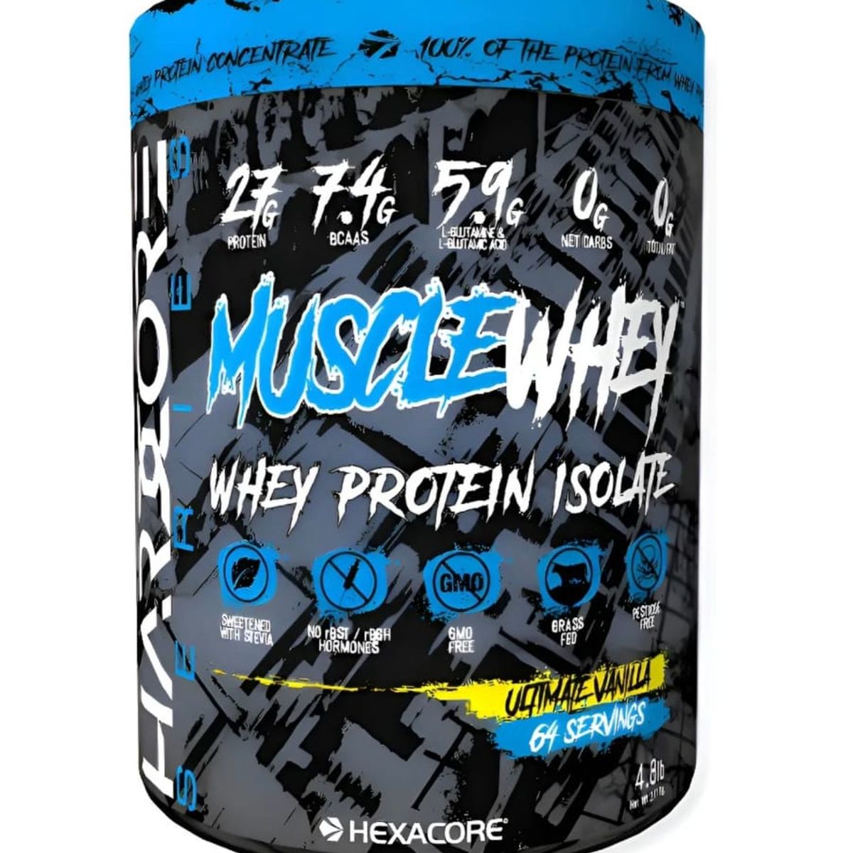 HEXACORE - Proteína Hexacore Muscle Whey Isolate 4.8 libras 64 servicios VAINILLA