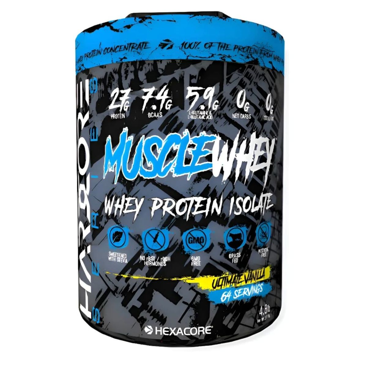 HEXACORE - Proteína Hexacore Muscle Whey Isolate 4.8 libras 64 servicios VAINILLA