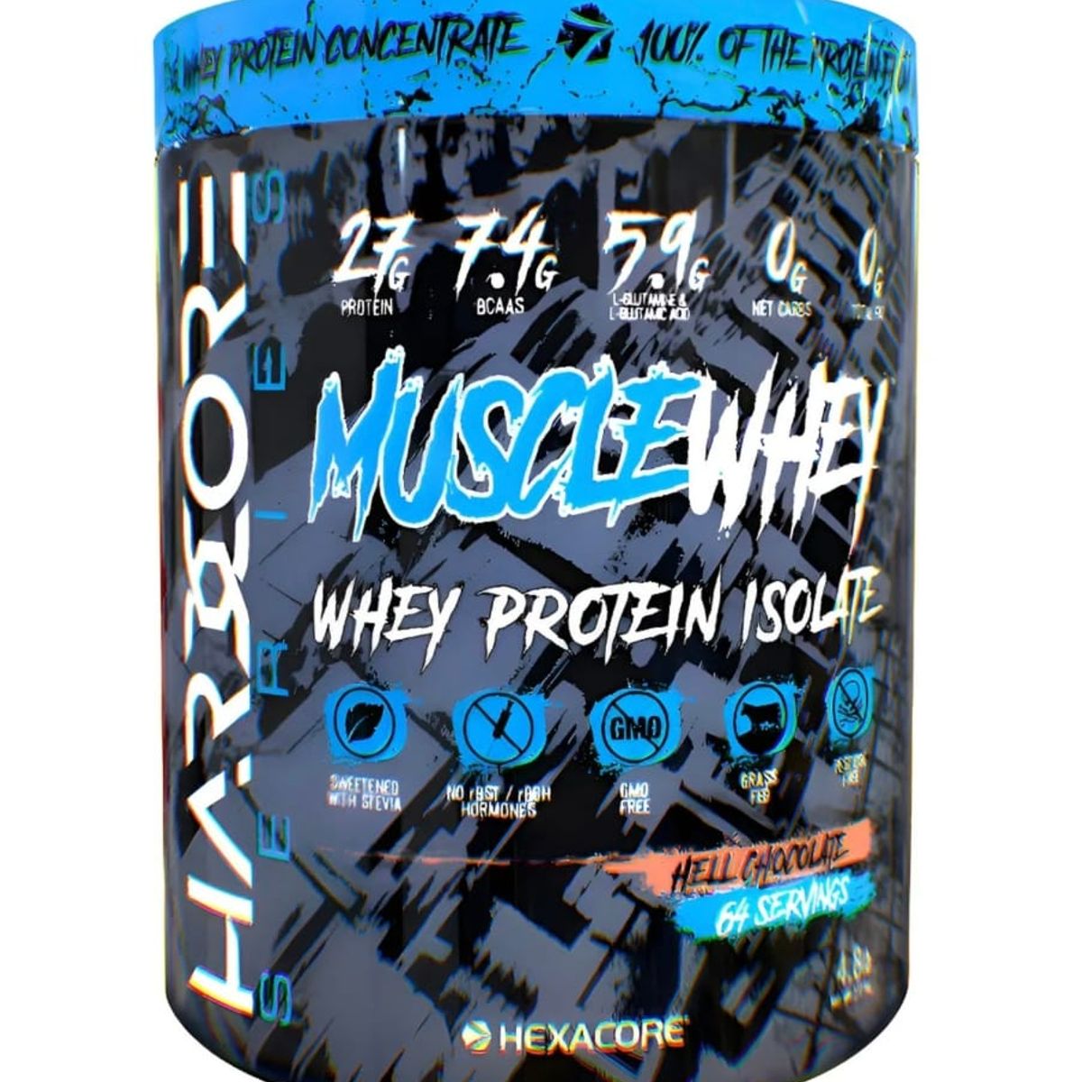 HEXACORE - Proteína Hexacore Muscle Whey Isolate 4.8 libras 64 servicios CHOCOLATE