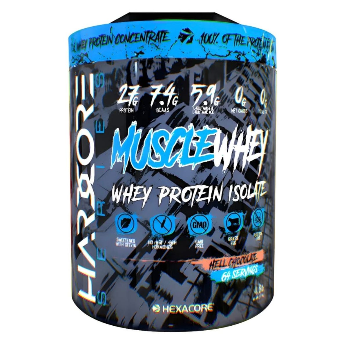 HEXACORE - Proteína Hexacore Muscle Whey Isolate 4.8 libras 64 servicios CHOCOLATE