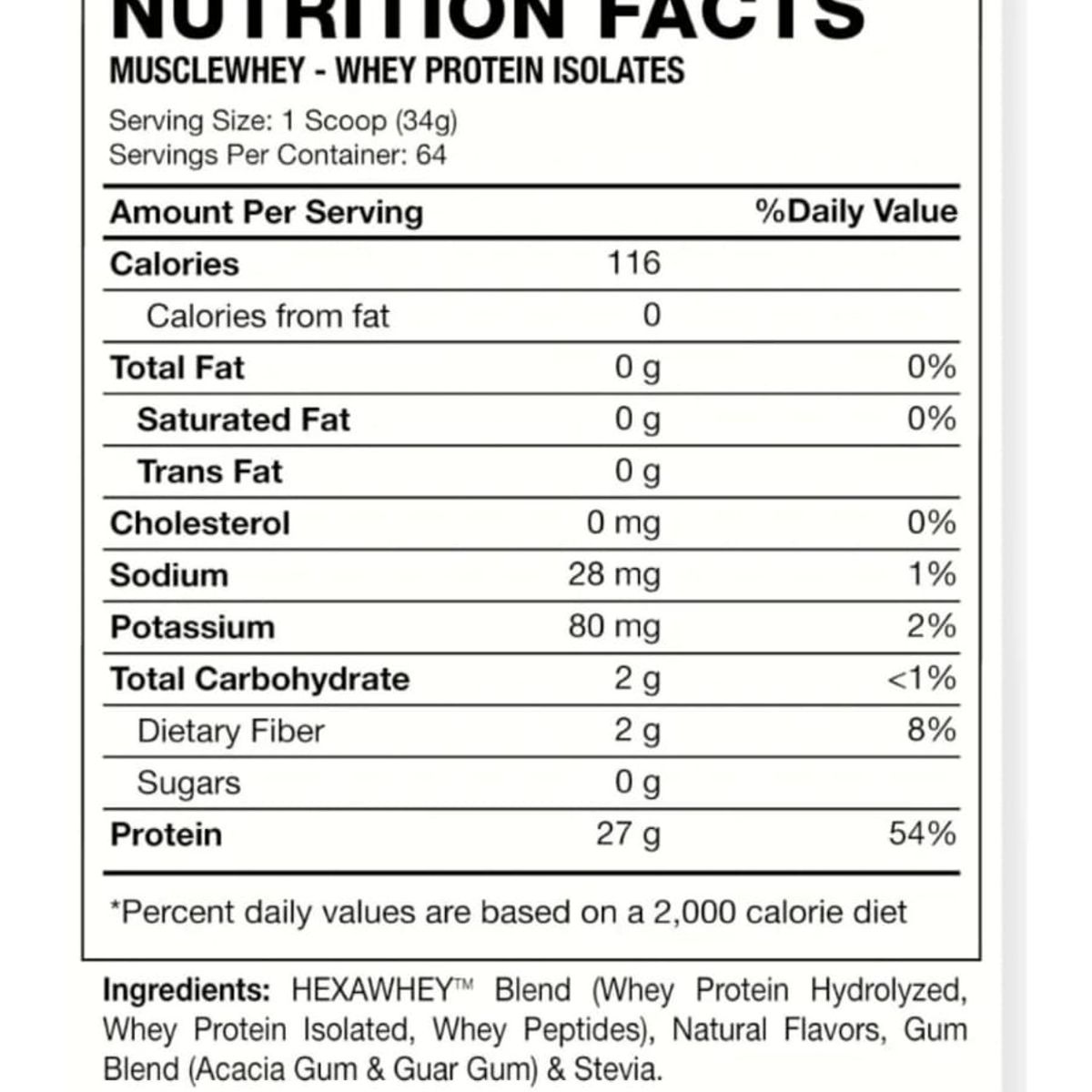 HEXACORE - Proteína Hexacore Muscle Whey Isolate 4.8 libras 64 servicios COOKIES AND CREEMS