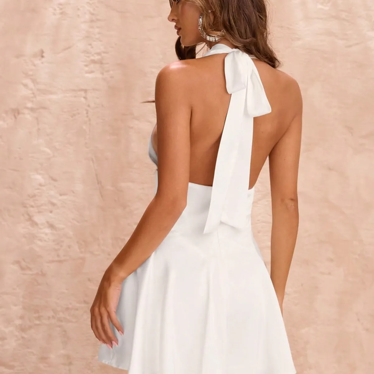 VARIOS - Vestido Halter Blanco Venus Blanco She Shines