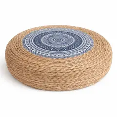 COLETTE - Cojín Yute Tejido Decorativo y Funcional Mándalas Cielo