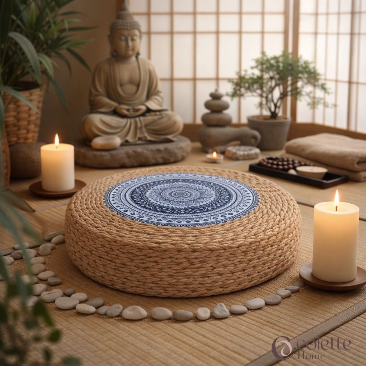 Cojín Yute Tejido Decorativo y Funcional Mándalas Cielo, marca COLETTE - Foto 2