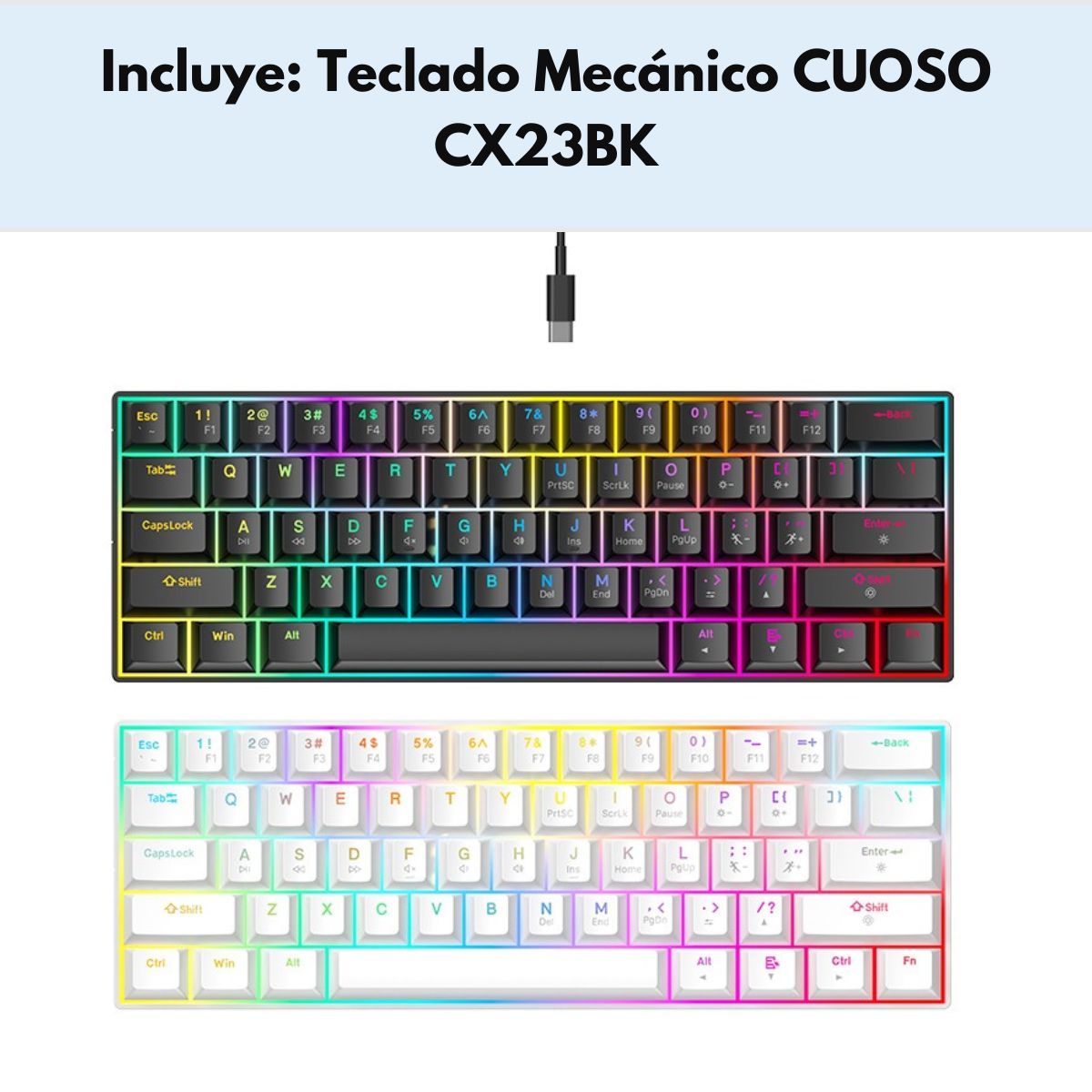 GENERICO - Teclado Mecánico CUOSO CX23BK RGB 61 Teclas