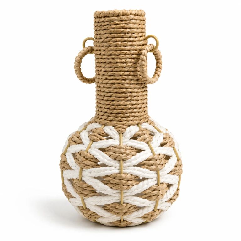 Jarron y Florero Decorativo Funcional Tejido Yute Boho Natural