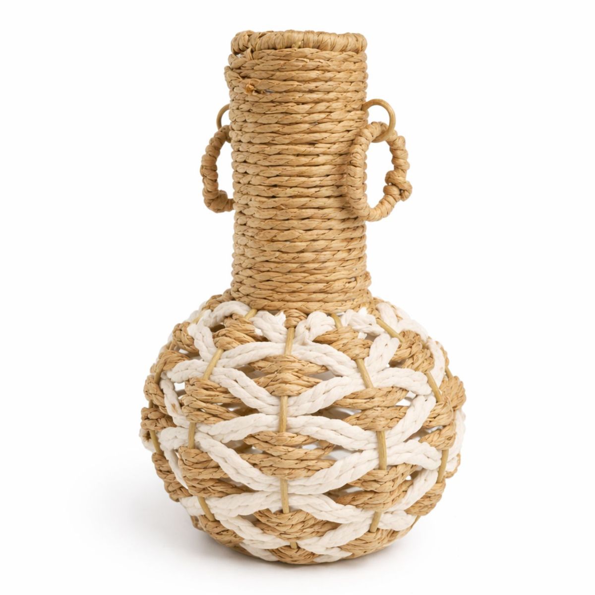 COLETTE - Jarrón y Florero Decorativo Funcional Tejido Yute  Boho Natural