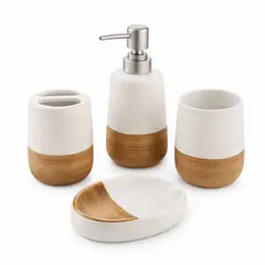 COLETTE - Set de Accesorios de Baño 4 Piezas Cerámica Bicolor