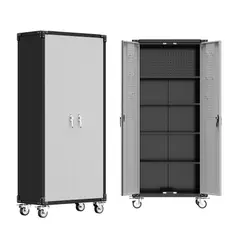 GENERICO - Armario Metálico Alto 5 Niveles Accs. Panel de Herramienta - Black & Gray TC-02