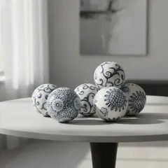 BRIC - Set De 6 Esferas Decorativas Azul Y Blanco