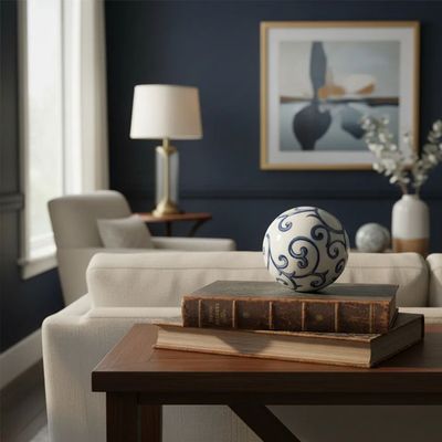 Imagen 2 del producto Set De 6 Esferas Decorativas Azul Y Blanco