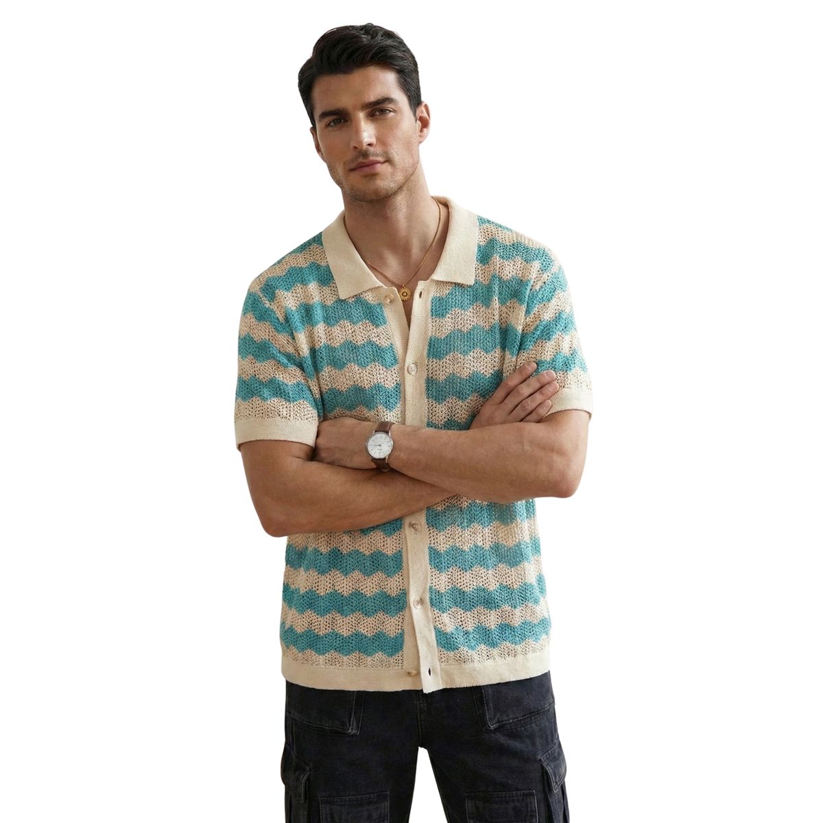 D'JOE - Camisa Tejida Hombre Wave