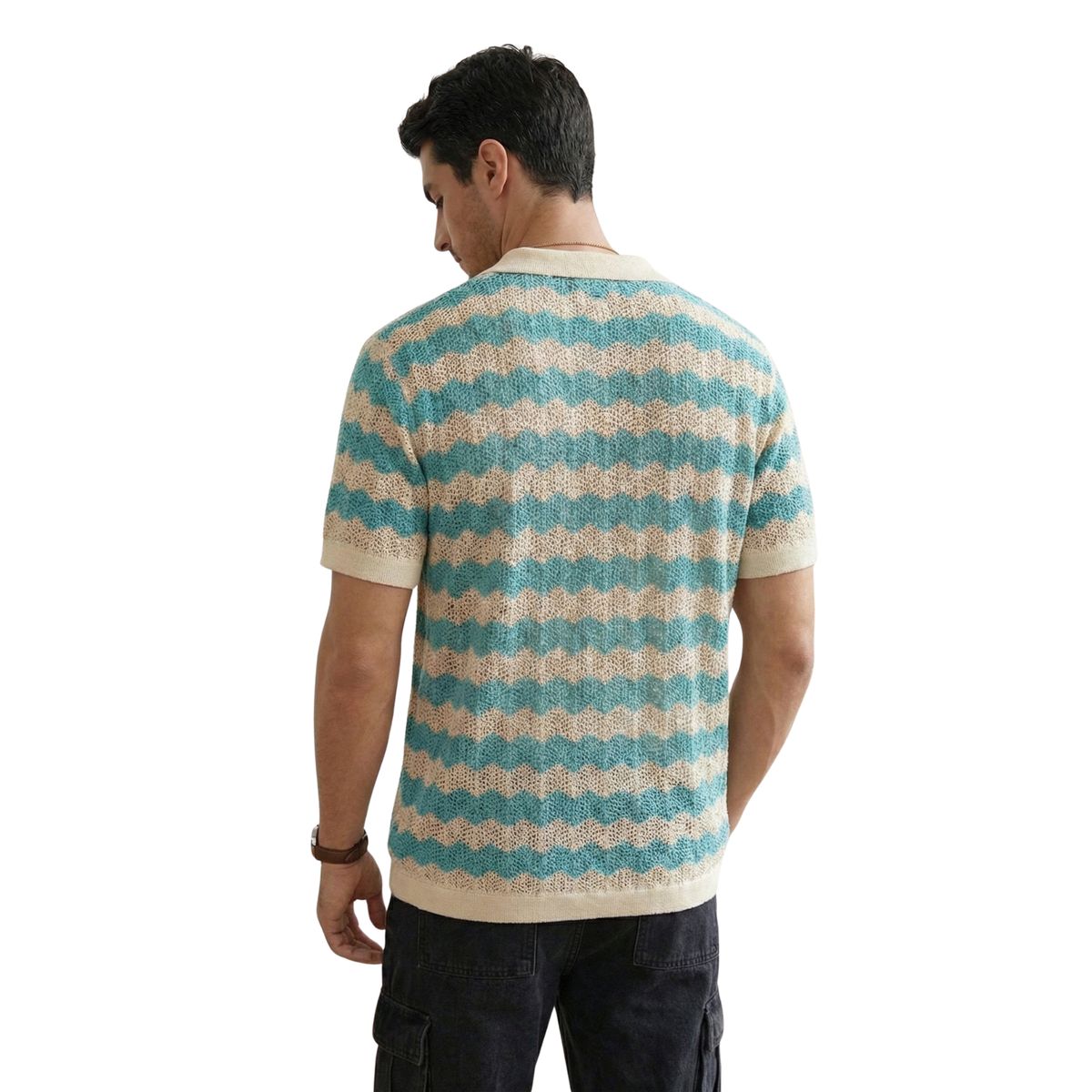 D'JOE - Camisa Tejida Hombre Wave
