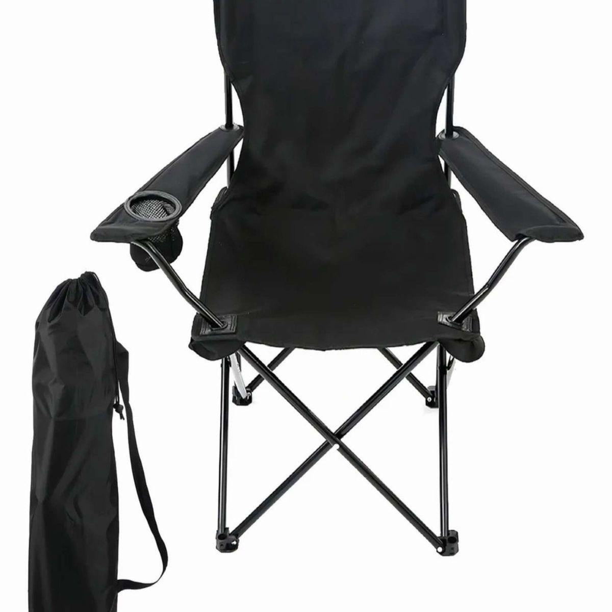 GENERICO - Pack de 2 Sillas De Playa o Camping Plegable con Porta Vaso Negro