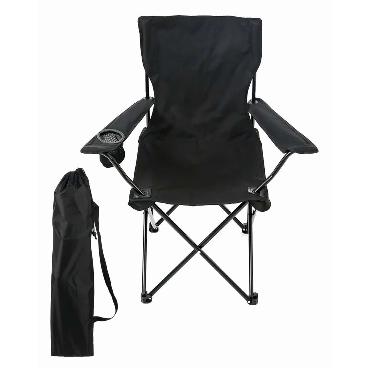 GENERICO - Pack de 2 Sillas De Playa o Camping Plegable con Porta Vaso Negro