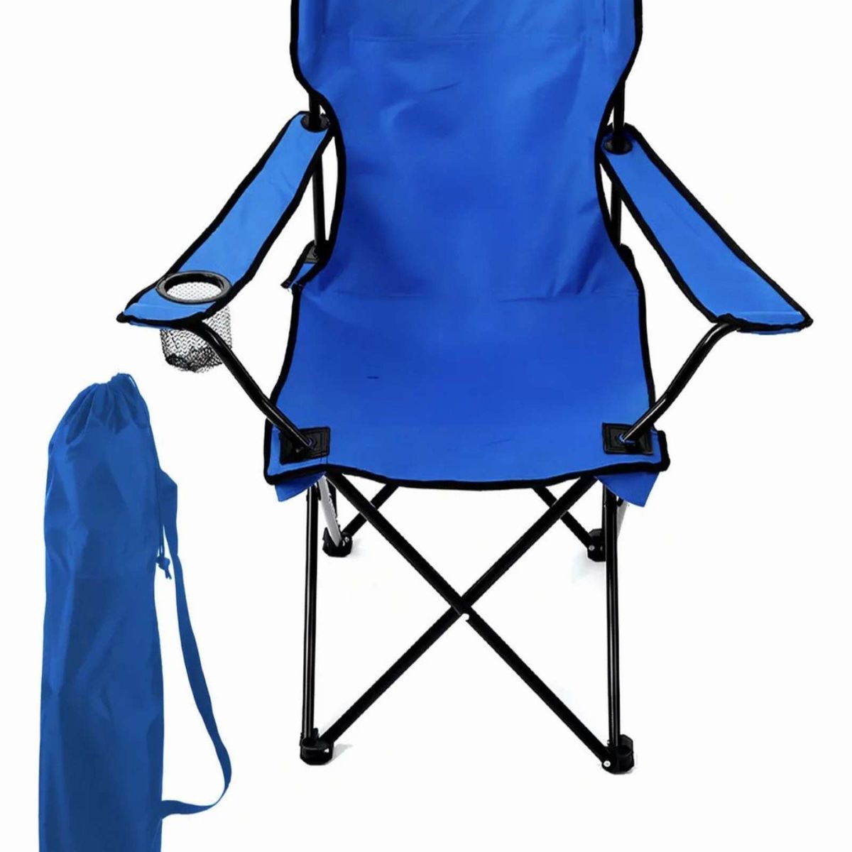 GENERICO - Pack de 2 Sillas De Camping Playa Plegable con Porta Vaso Azul