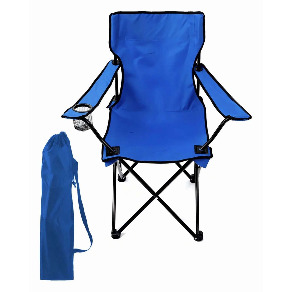 GENERICO - Pack de 2 Sillas De Camping Playa Plegable con Porta Vaso Azul