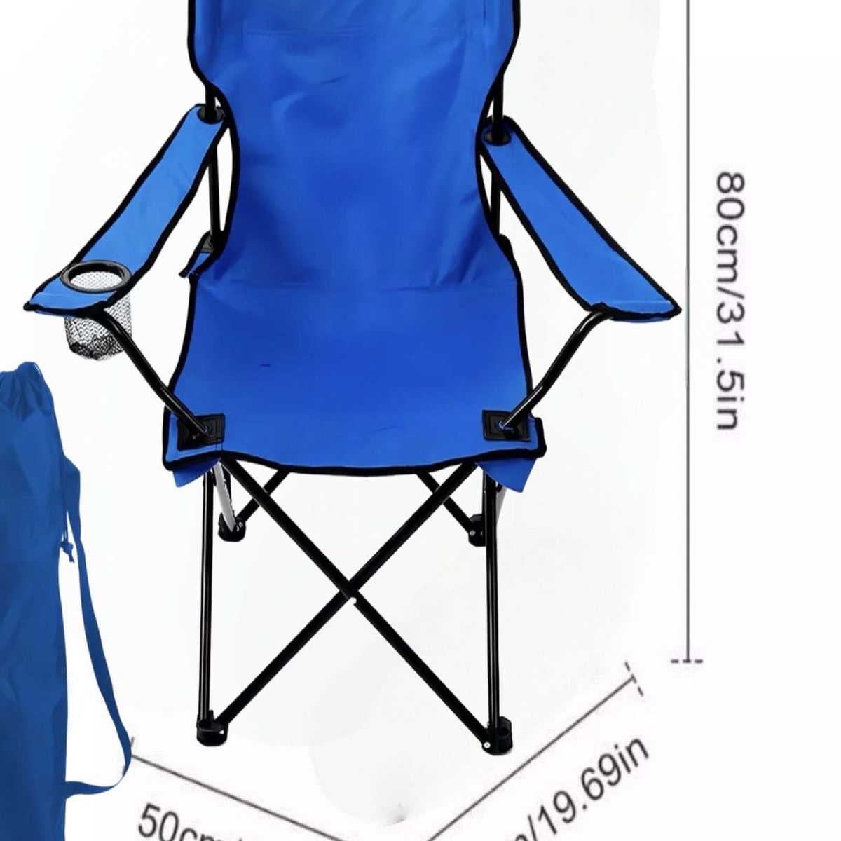 GENERICO - Pack de 2 Sillas De Camping Playa Plegable con Porta Vaso Azul