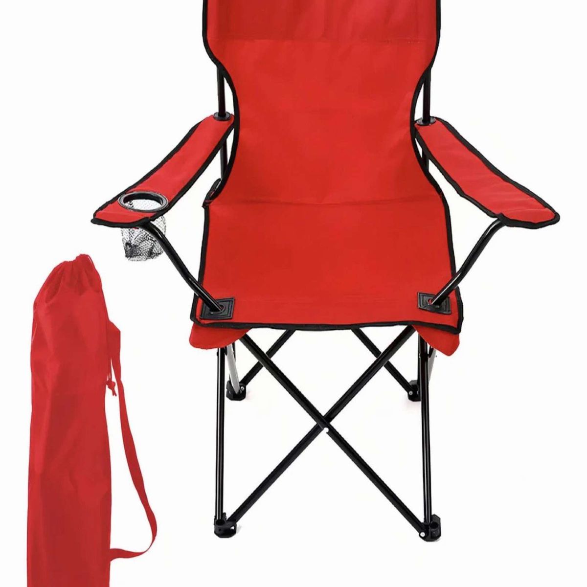 GENERICO - Pack de 2 Sillas De Camping Playa Plegable con Porta Vaso Rojo