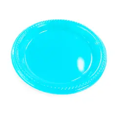 GENERICO - PLATO 7 PLASTICO CELESTE X10 UNI