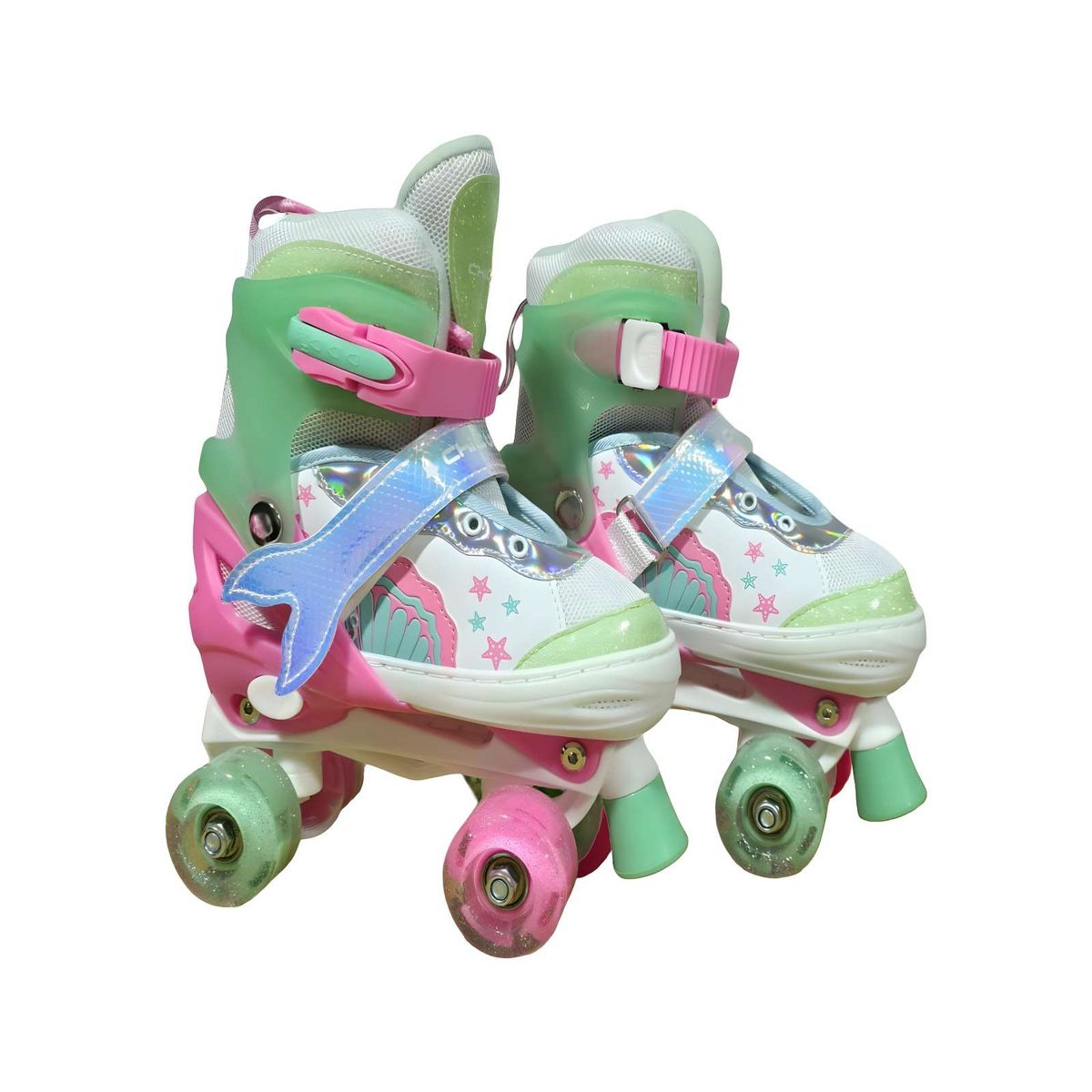 GENERICO - PATIN 4 RUEDAS CON LUCES MAS KIT COMPLETO TALLA M 35-38 MUILTICOLOR3