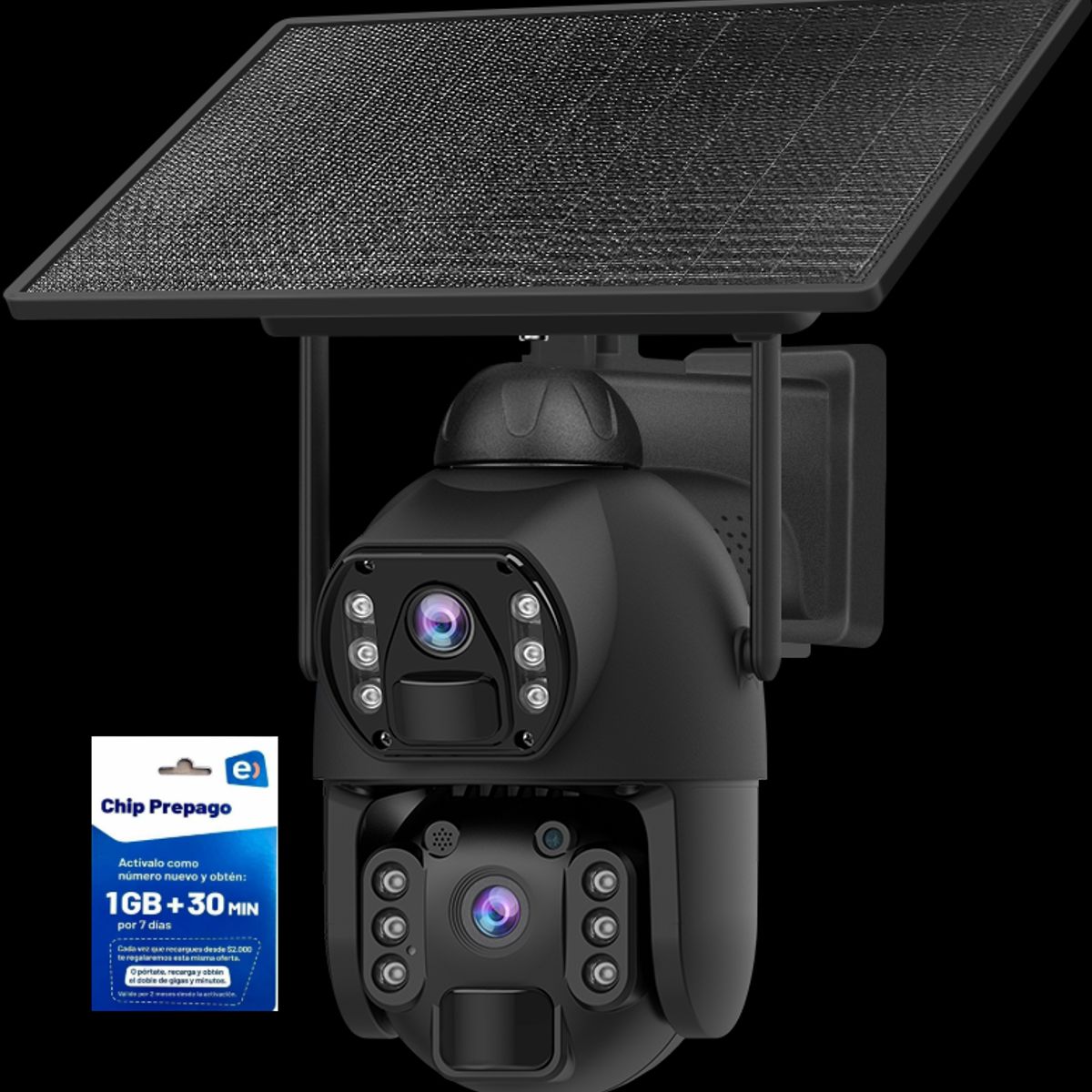GENERICO - Camara doble, 4G Panel Solar, Zoom x4, 6 mgpx, Grabación Continua, Metal, Incluye Chip