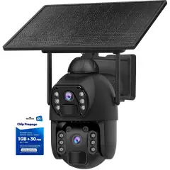GENERICO - Camara doble, 4G Panel Solar, Zoom x4, 6 mgpx, Grabación Continua, Metal, Incluye Chip