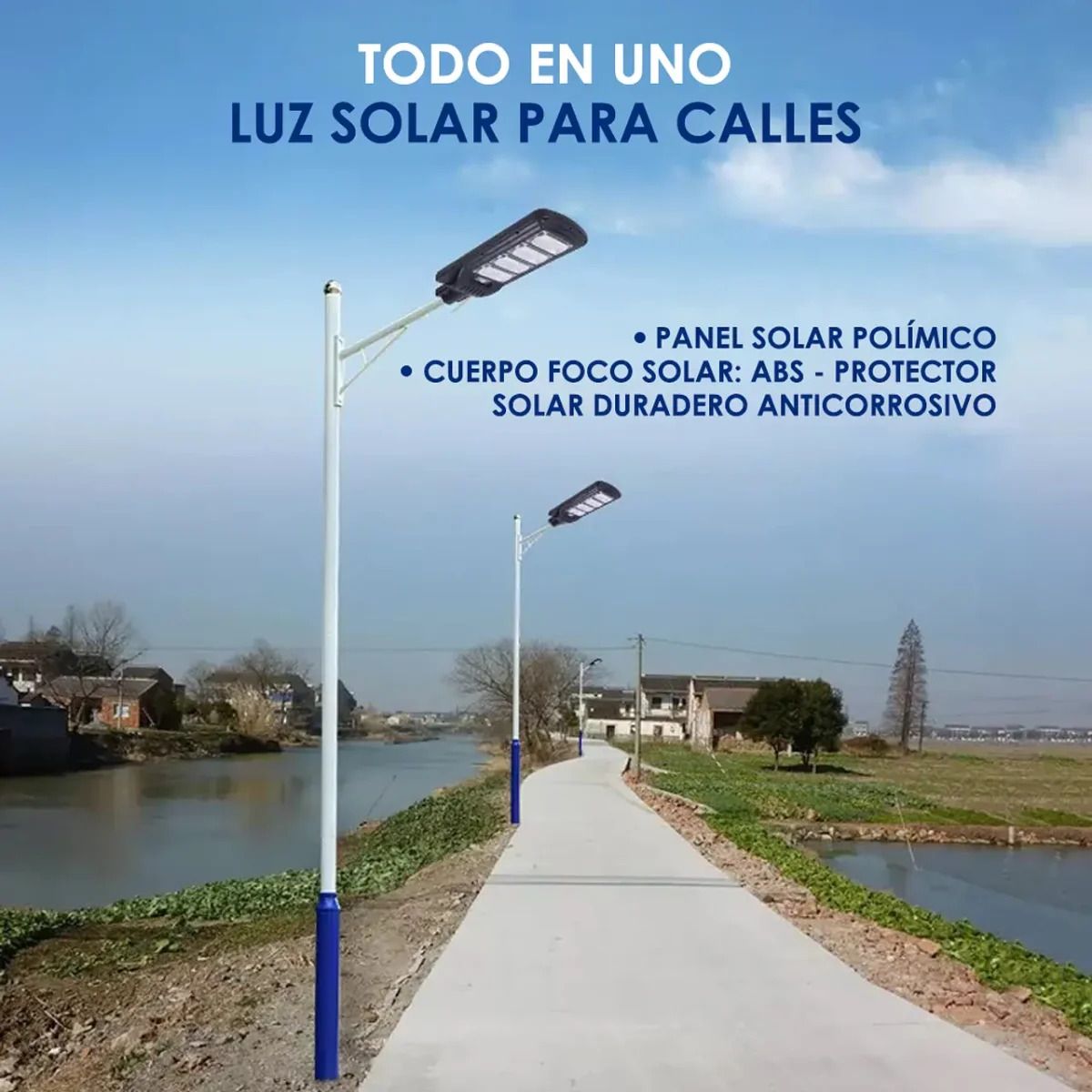 GENERICO - Foco LED Solar 300W  Poste con sensor de movimiento