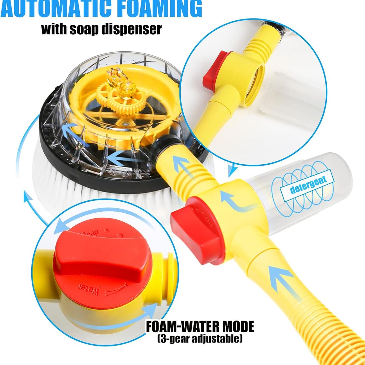 MOVI - CEPILLO GIRATTORIO PARA LAVAR AUTO CON CONEXIÓN A AGUA