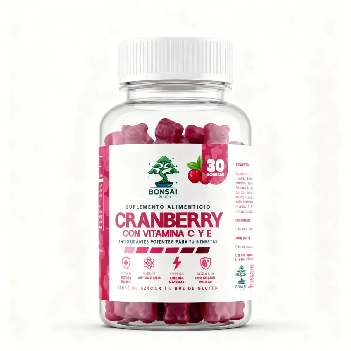 GENERICO - Gomitas de Cranberry con Vitamina C y E 30 Unidades Bonsai Plus+
