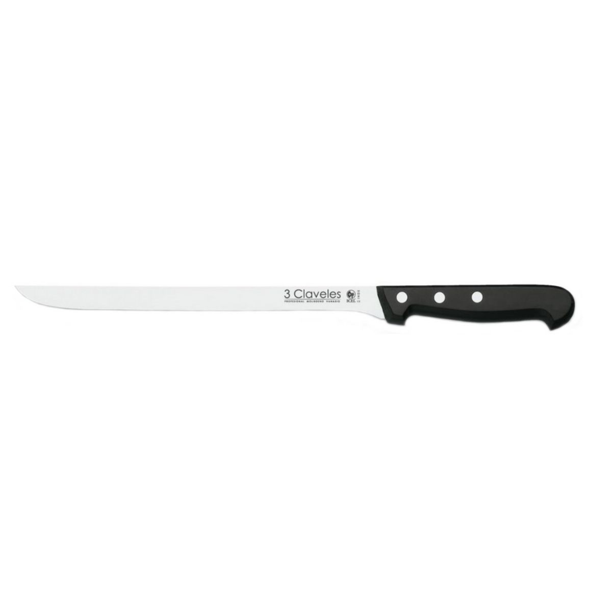 3 CLAVELES - Cuchillo Inox Jamonero 30 cm Mango ABS