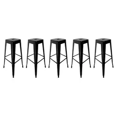 GLOBAL LATIN GROUP - Pack 5 Taburete en Acero Ideal para Bares Cocina y Restaurante
