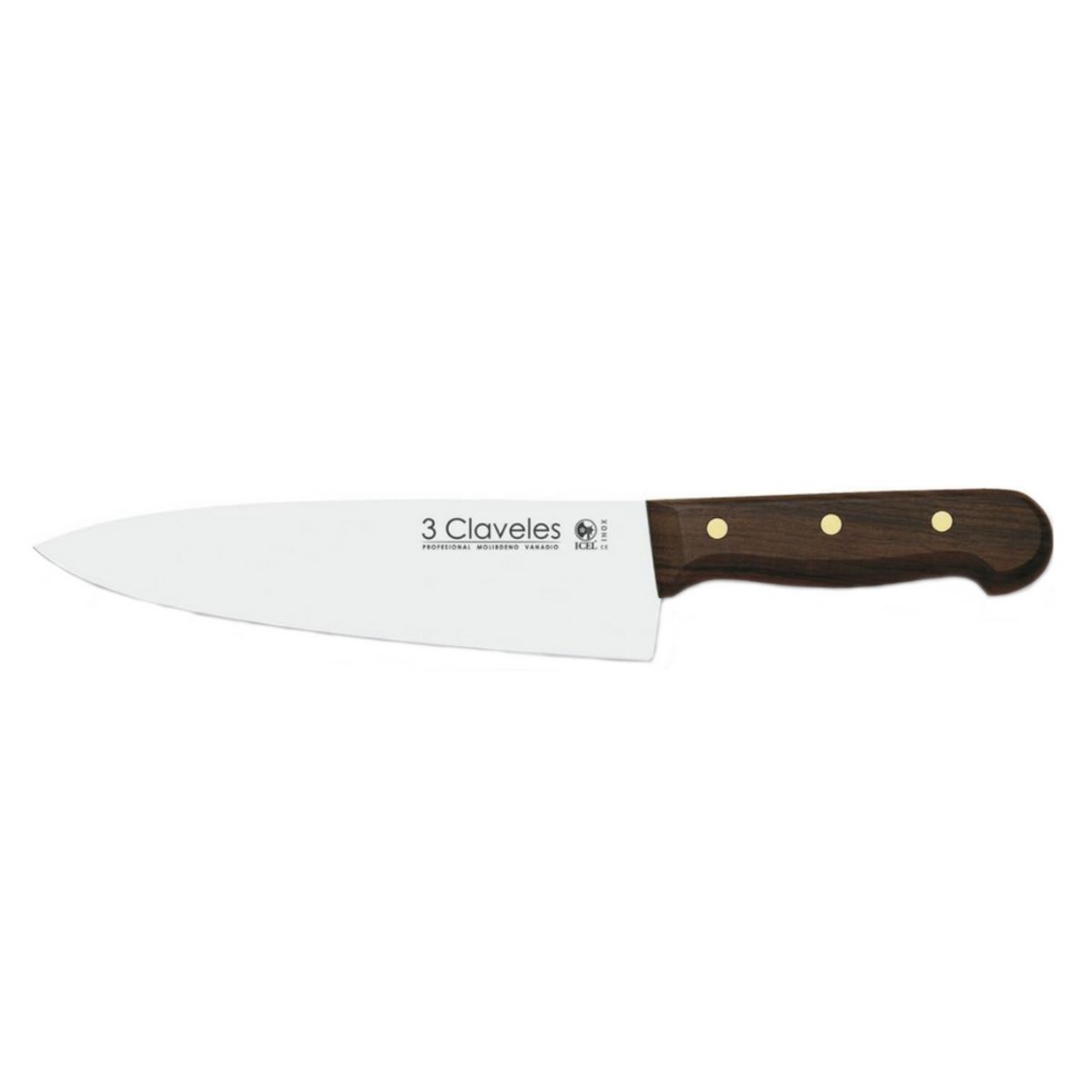 3 CLAVELES - Cuchillo Inox Cocina 21 cm Mango Madera