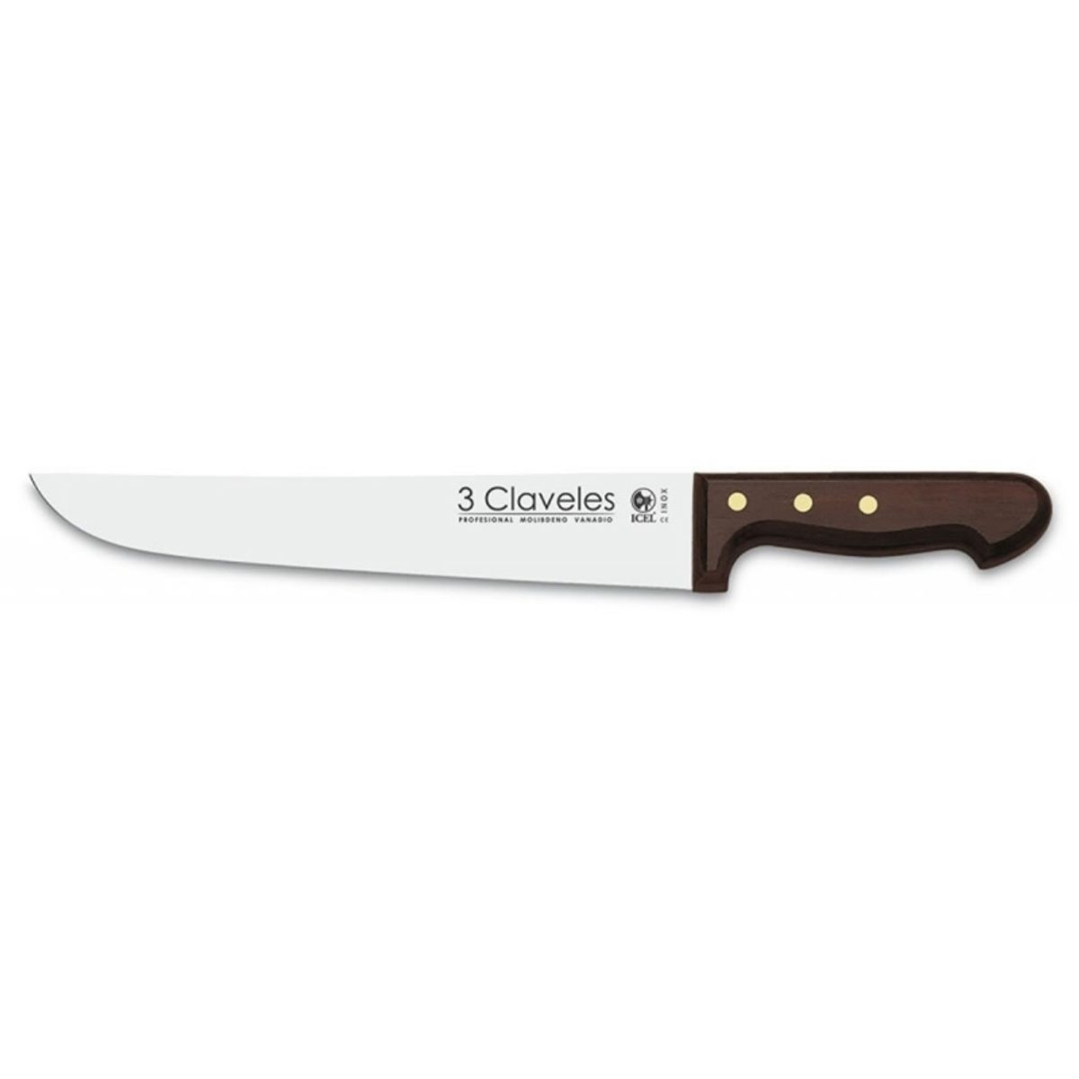 3 CLAVELES - Cuchillo Inox Carnicero 25 cm Mango Madera