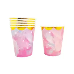 GENERICO - VASO CARTON 7OZ MARMOLEADO ROSADO X6UNI