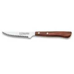 3 CLAVELES - Cuchillo Inox Chuletero 10,5 cm Mango Madera