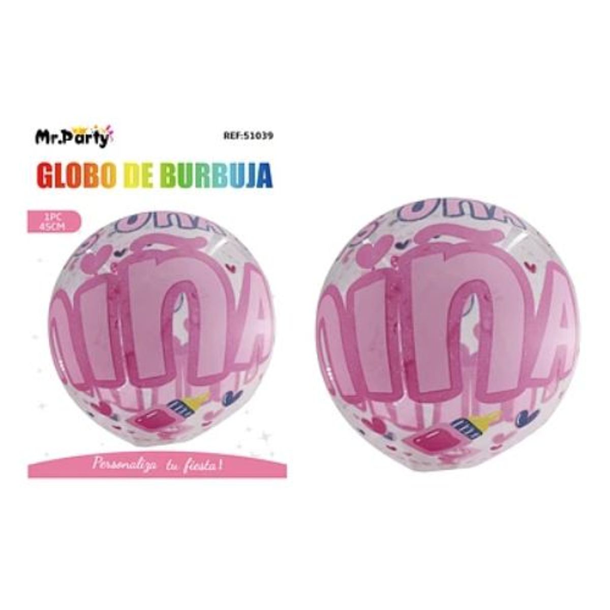 GENERICO - Globo burbuja de niña 20cm