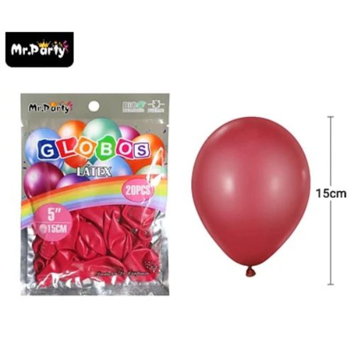GENERICO - Globos de látex granate mate 15cm 20pcs