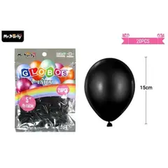 GENERICO - Globos de látex negro mate 15cm 20pcs