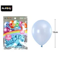 GENERICO - Globos de látex perlado celeste 15cm 20pcs
