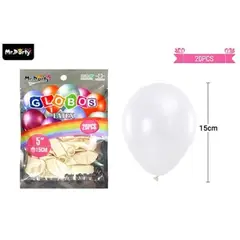 GENERICO - Globos de látex perlado blanco 15cm 20pcs