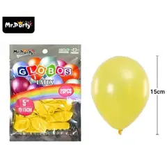 GENERICO - Globos de látex perlado amarillo 15cm 20pcs