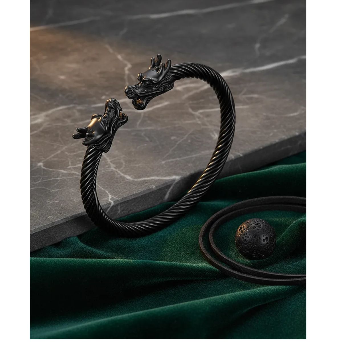 GENERICO - Pulsera Vikinga Dragon Nordico Black Hombre Moda