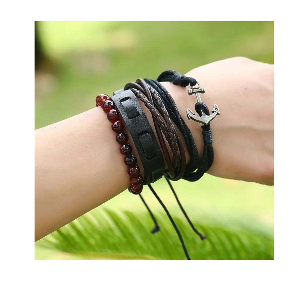GENERICO - Pulsera De Caballero Y Dama De Cuero Elegante Y Juvenil 22